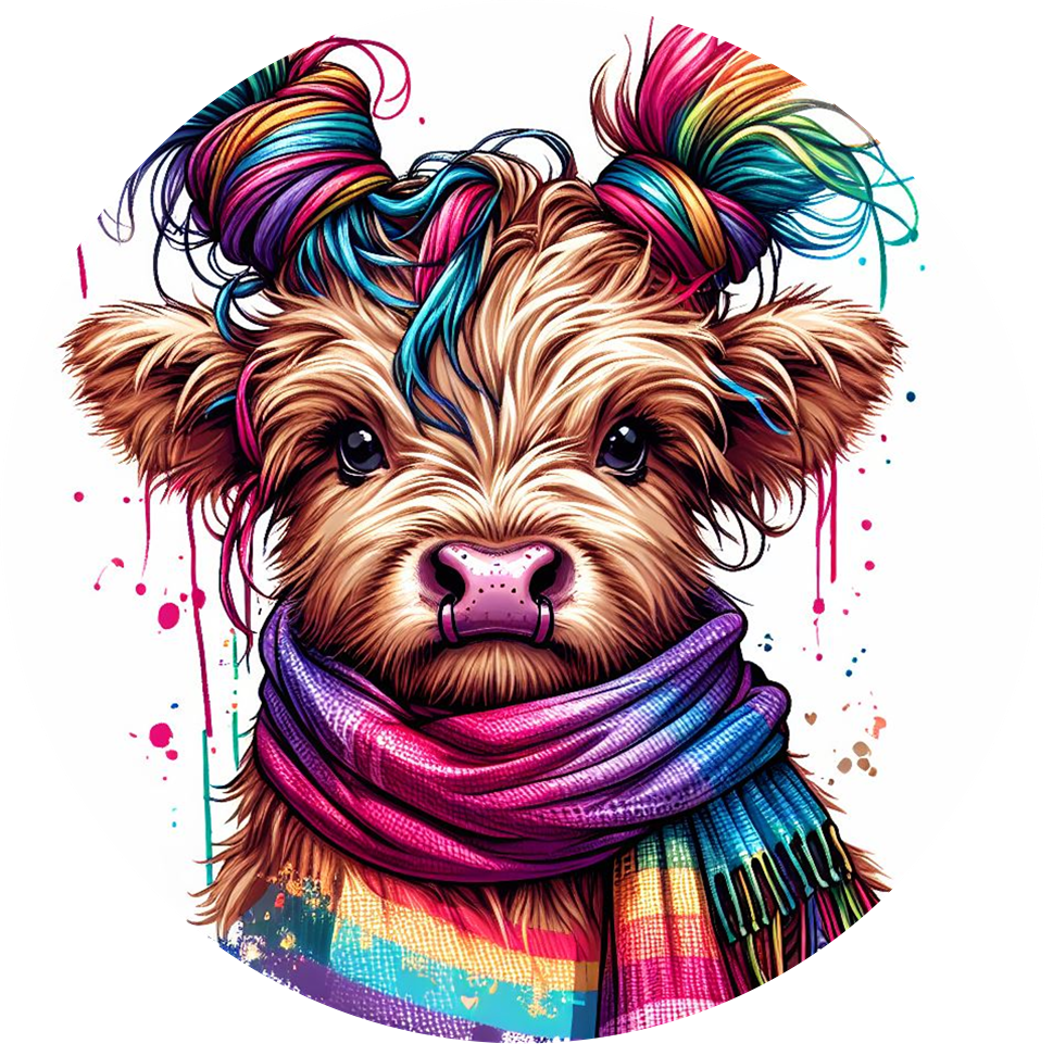 Boho Highland Cow Ceramic Car Coasters