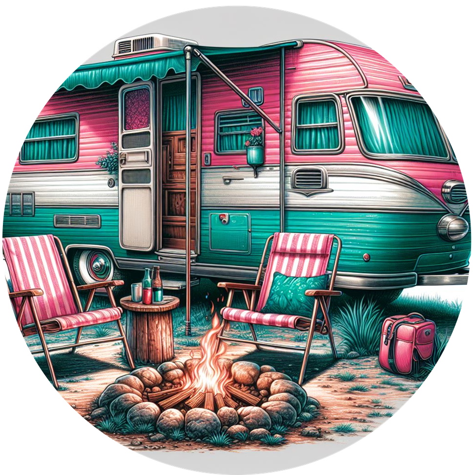 Vintage Camping Ceramic Car Coasters