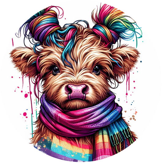 Boho Highland Cow Ceramic Car Coasters