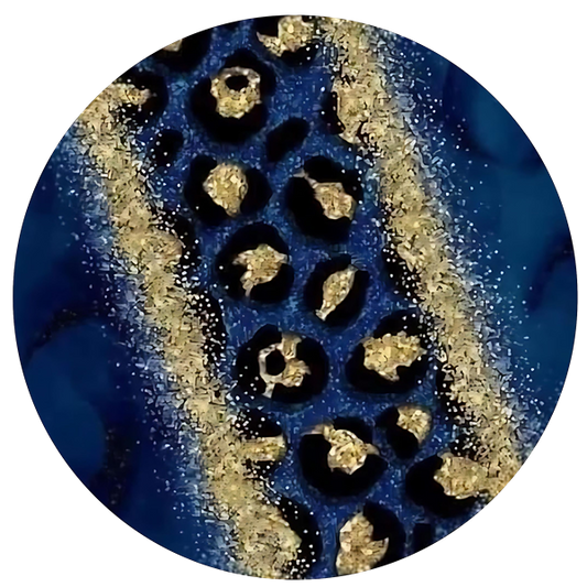 Blue and Yellow Cowhide Ceramic Car Coasters