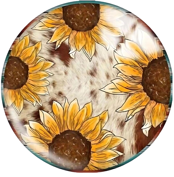 Sunflowers and Cowhide Ceramic Car Coasters