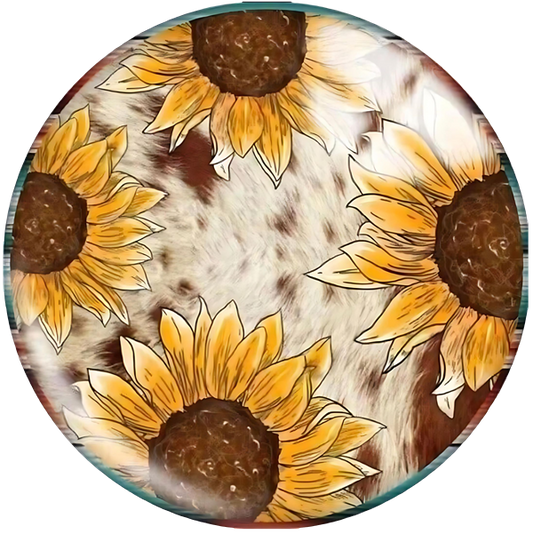 Sunflowers and Cowhide Ceramic Car Coasters